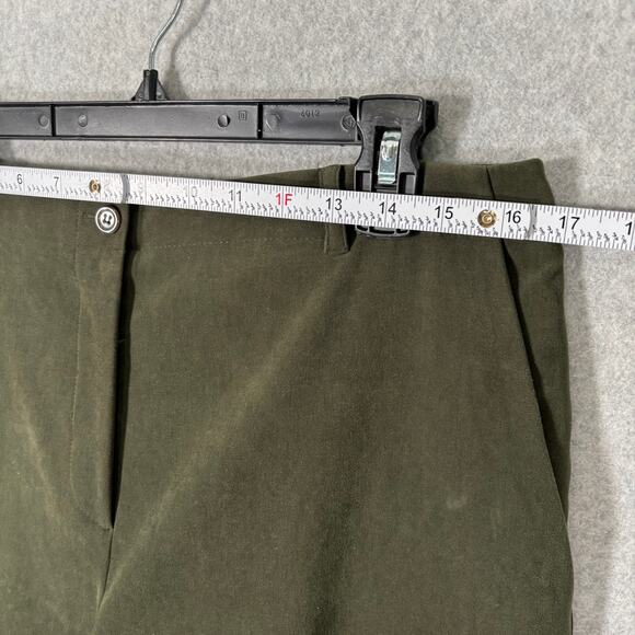 Vintage Talbots Pant Womens 14 Green Faux Suede Trouser Academia Tapered Stretch - Picture 5 of 11